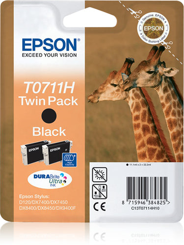 Epson Giraffe Twinpack Black T0711H DURABrite Ultra Ink Epson Giraffe Twinpack Black T0711H DURABrite Ultra Ink